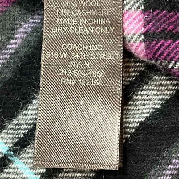 Coach Scarf Wool Cashmere Multi Color Plaid Tartan Fringed OS Classic Preppy - Picture 8 of 11